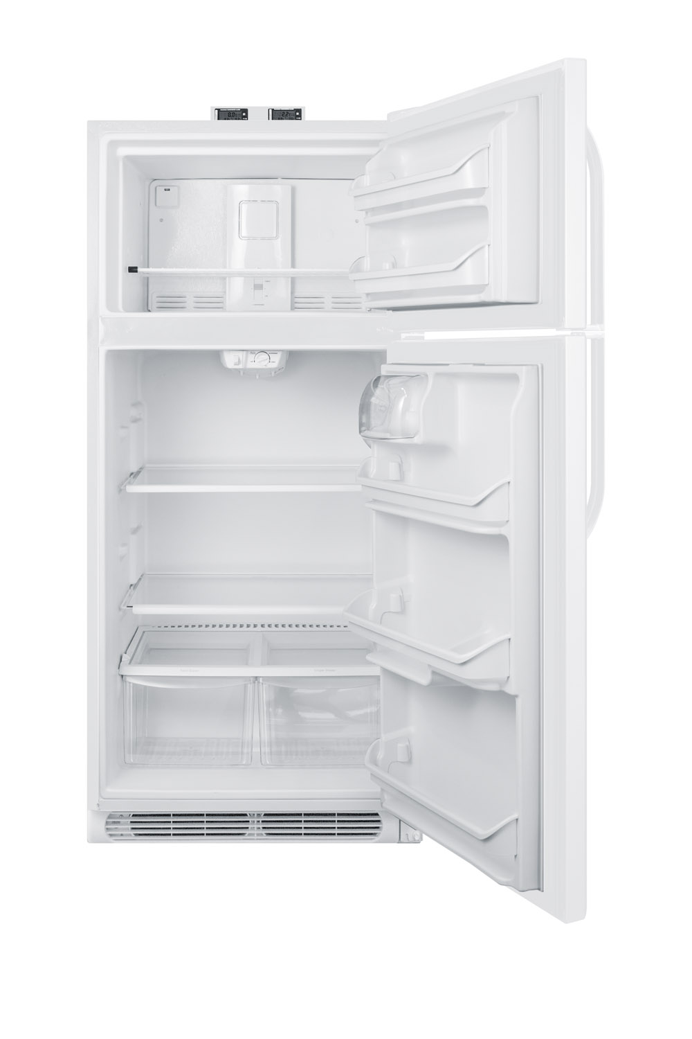 18 cu.ft. break room refrigerator-freezer in white with NIST calibrated alarm/thermometers